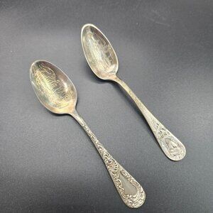 Vintage 1898 Mining Fair 1893 Worlds Fair Souvenir Spoons Set Of 2 CT35A